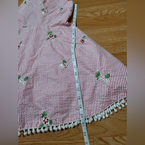 Rare Editions Pink Striped Embroidered Girls' Sundress Sun Dress Size 7 - Picture 6 of 7